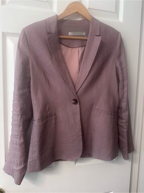 Dusky Pink Linen-Blend Blazer - Size 4
